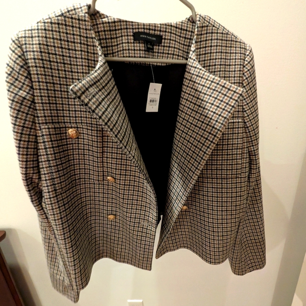Ann Taylor Cream Double-Breasted Blazer NWT